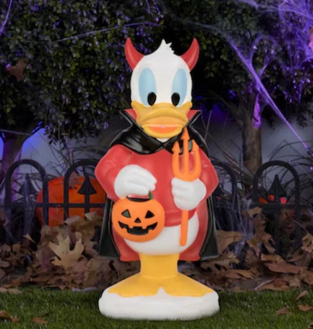 24” Tall DISNEY DONALD DUCK IN DEVIL SUIT BLOW MOLD HALLOWEEN LIGHTED DECOR